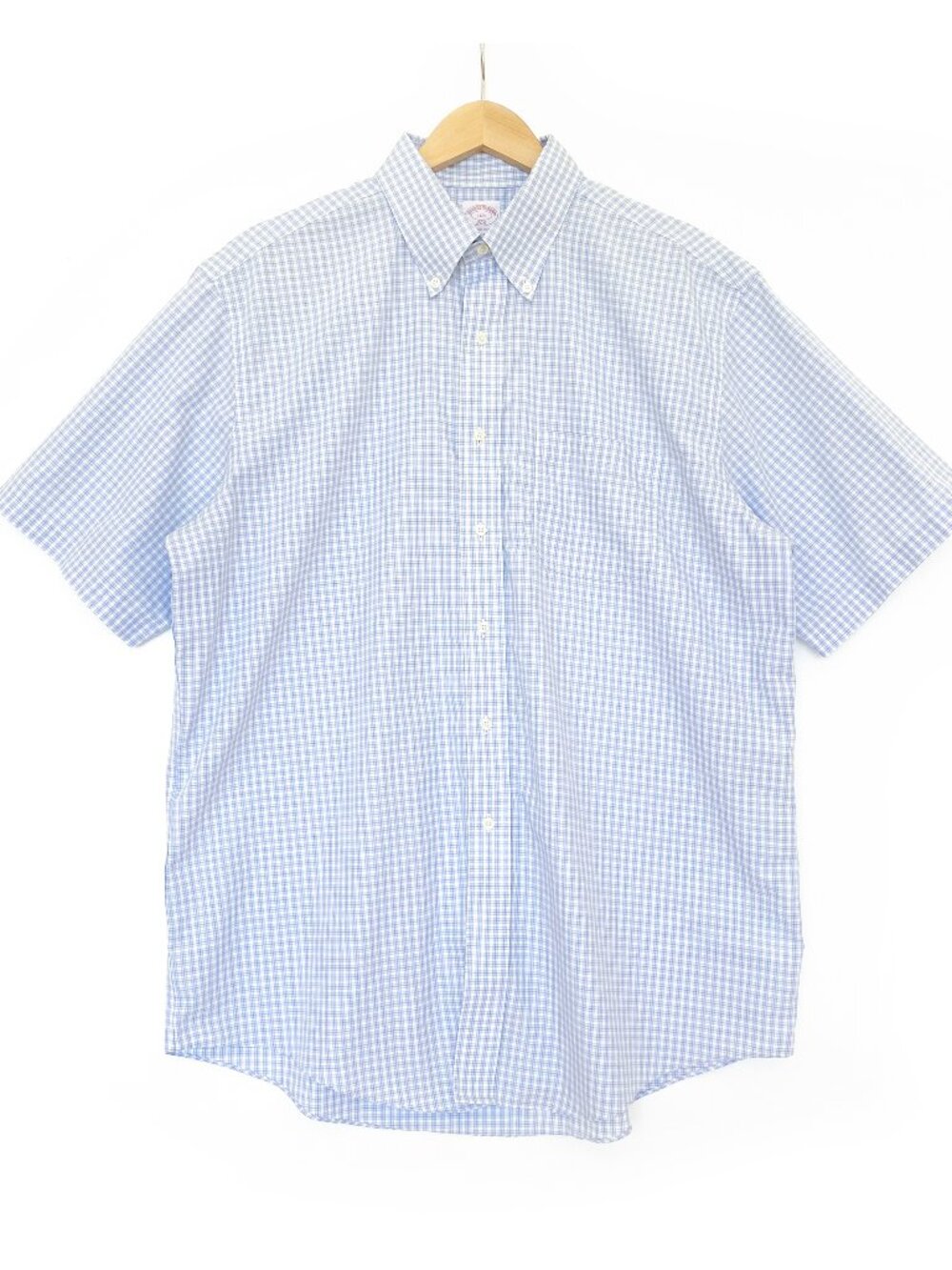 Brooks Brothers Non-Iron Short Sleeve Button Down Shirt Blue 16.5